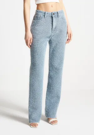 Boucle Denim Boyfriend Jeans - Light Blue