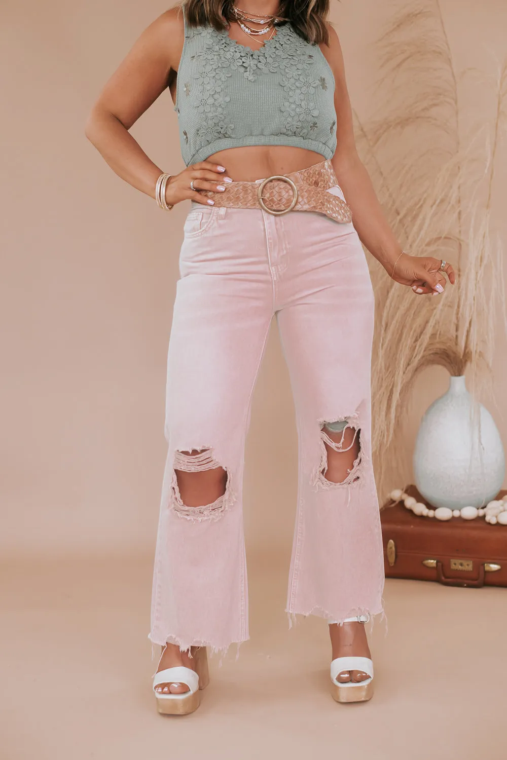 Brooks Distressed Jean, Blush VERVET