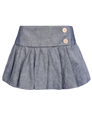 Bubble Hem Mini Skirt - Denim Blue