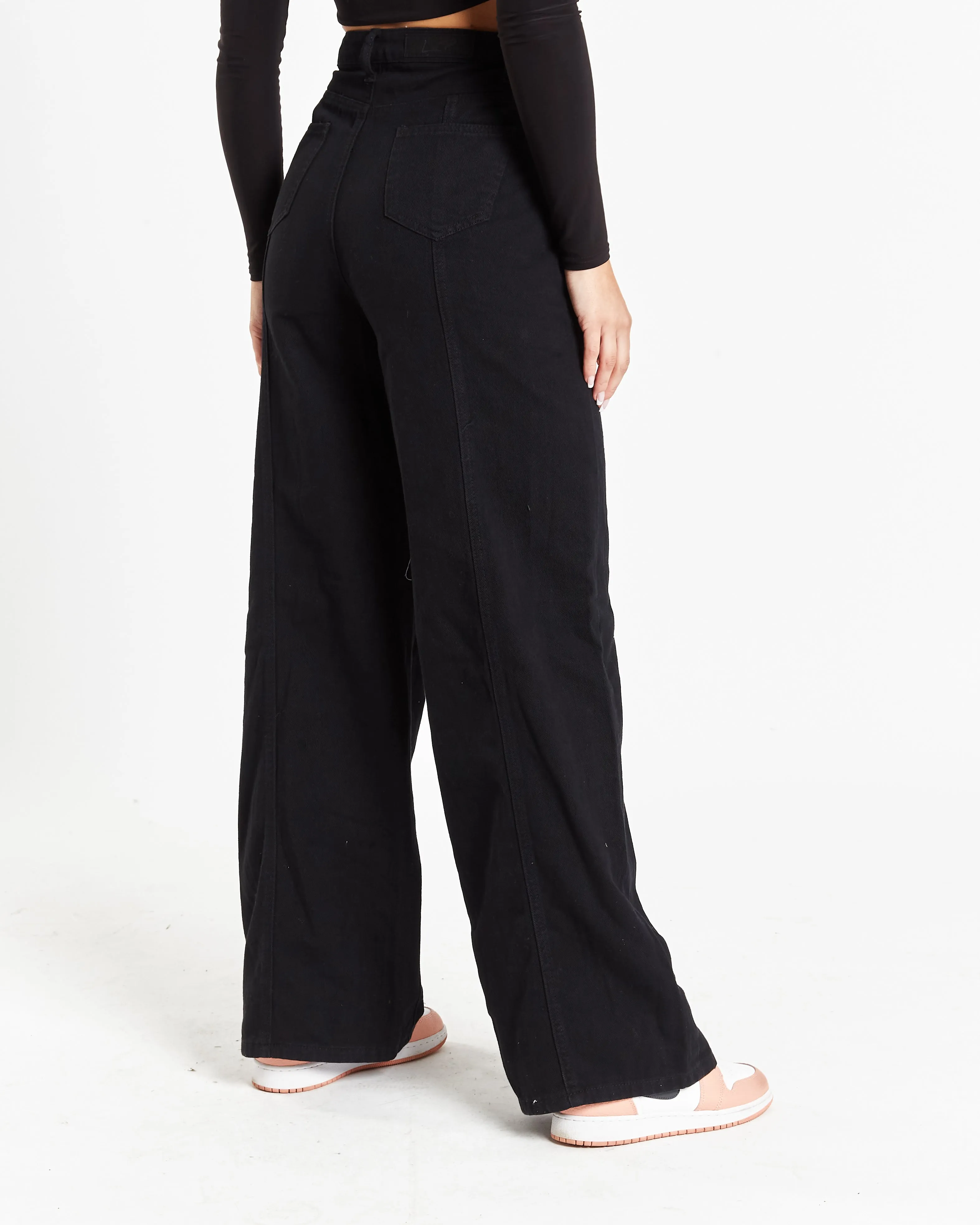 Cairo Wide Leg Jeans In Black Denim