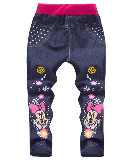 Cartoon Pattern Printing Kids Denim Pants Jeans