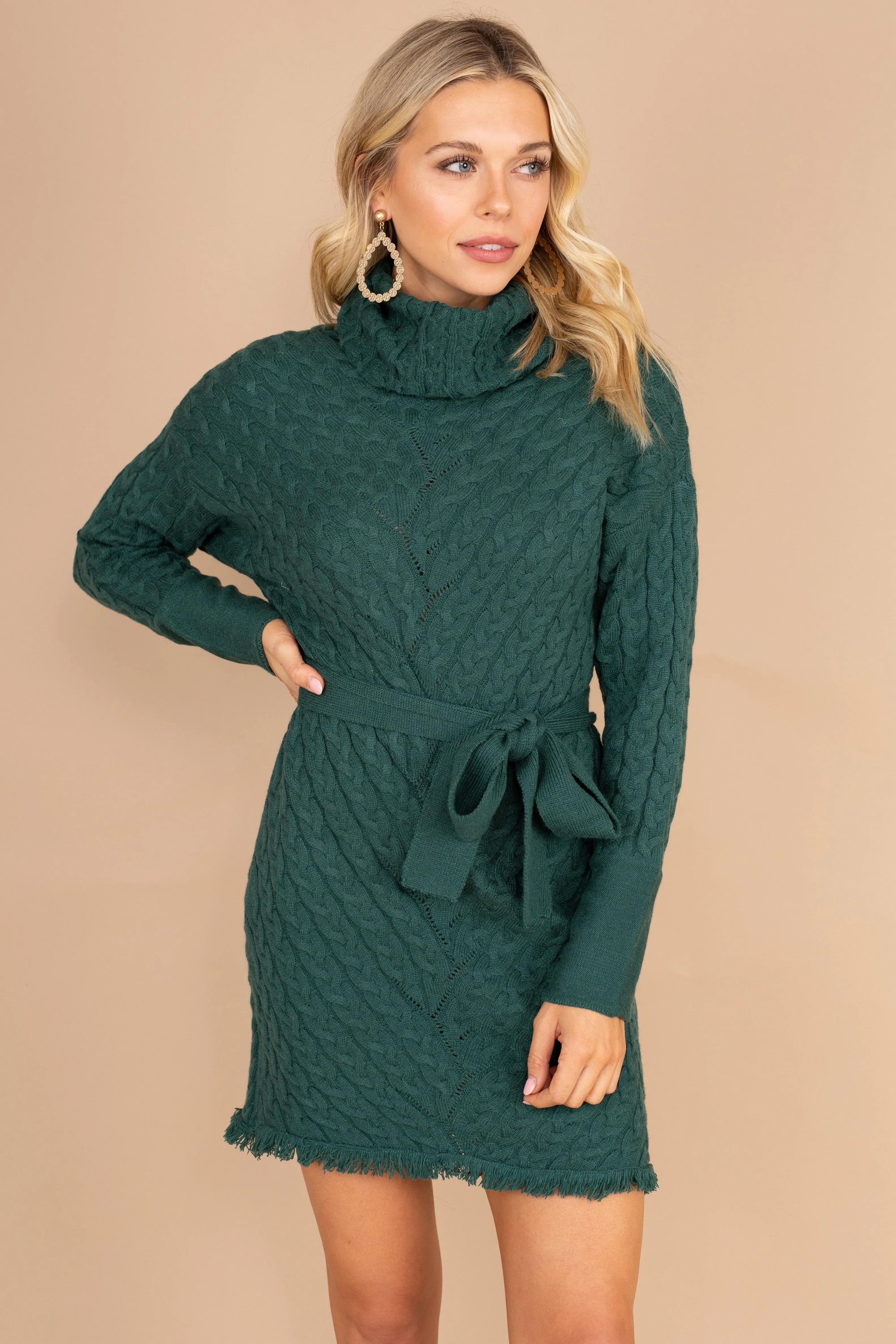 Check Your Calendar Green Sweater Dress