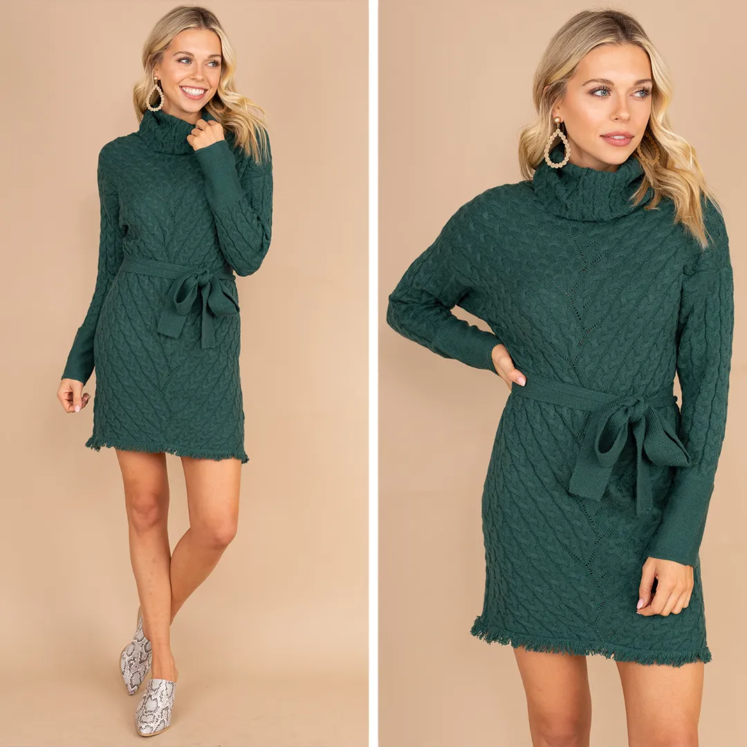 Check Your Calendar Green Sweater Dress