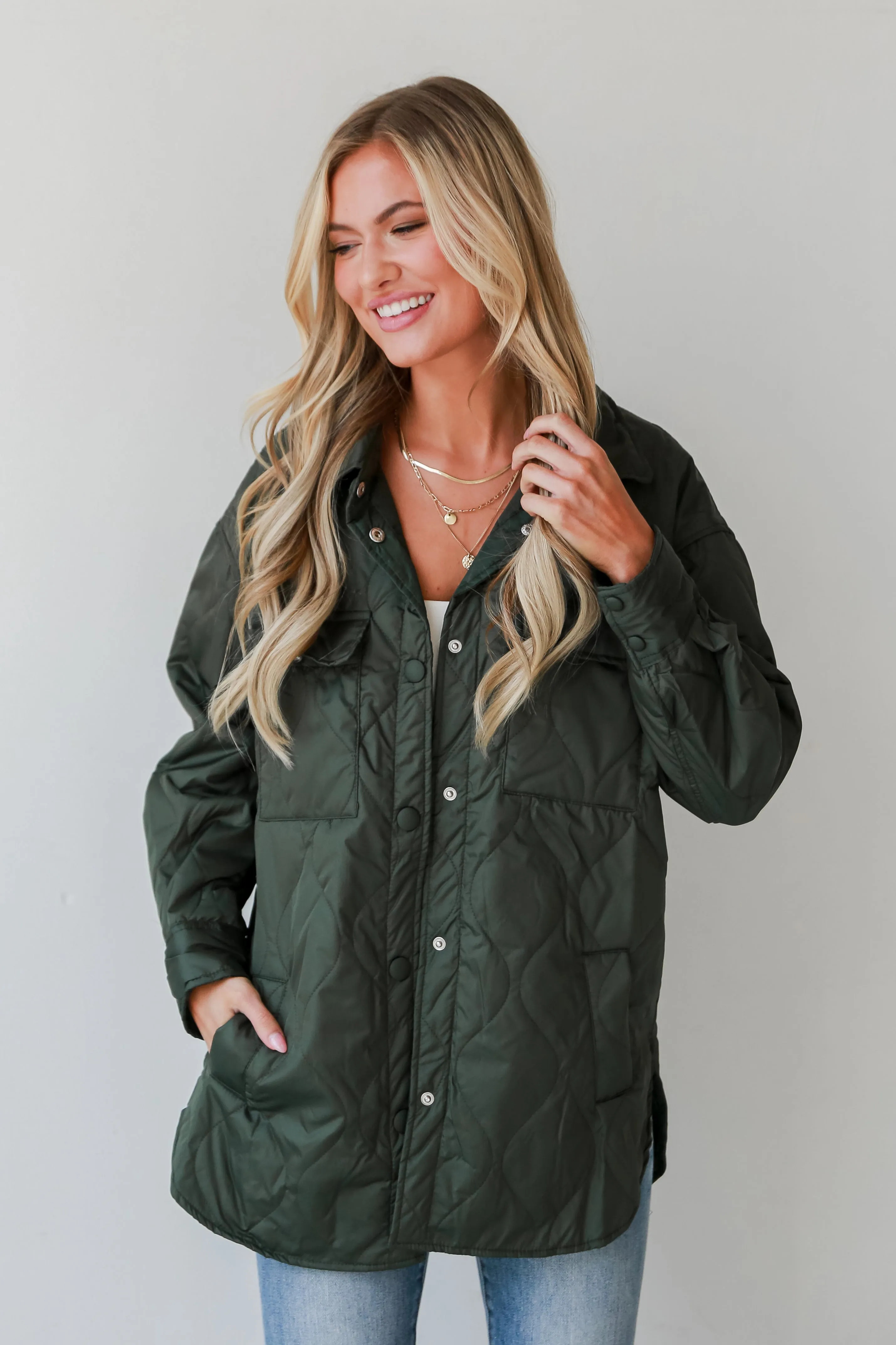 Colder Days Olive Quilted Jacket