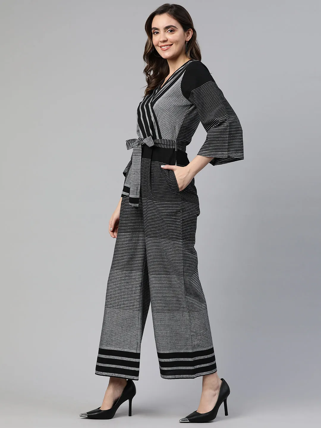 Cottinfab Striped Culotte Jumpsuit