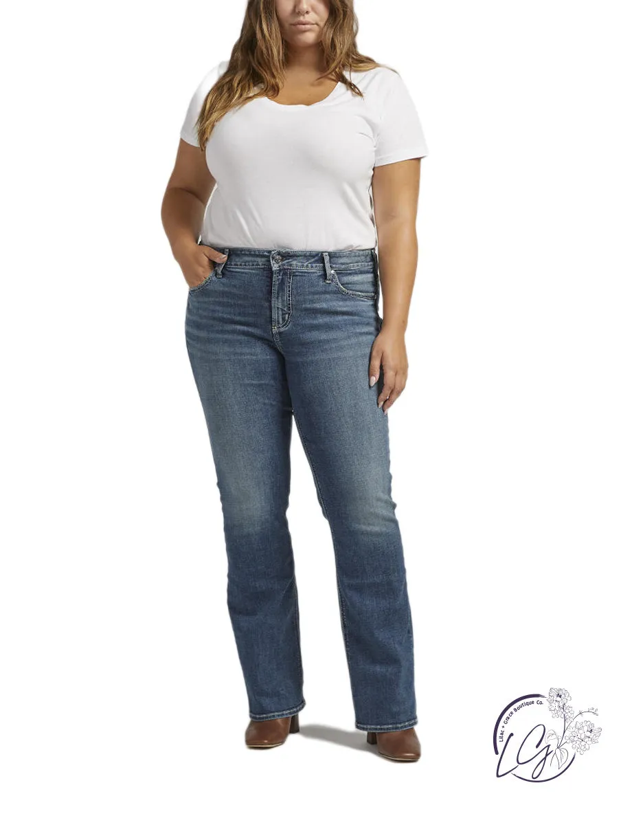 Curvy Elyse Mid Rise Slim Bootcut Jeans