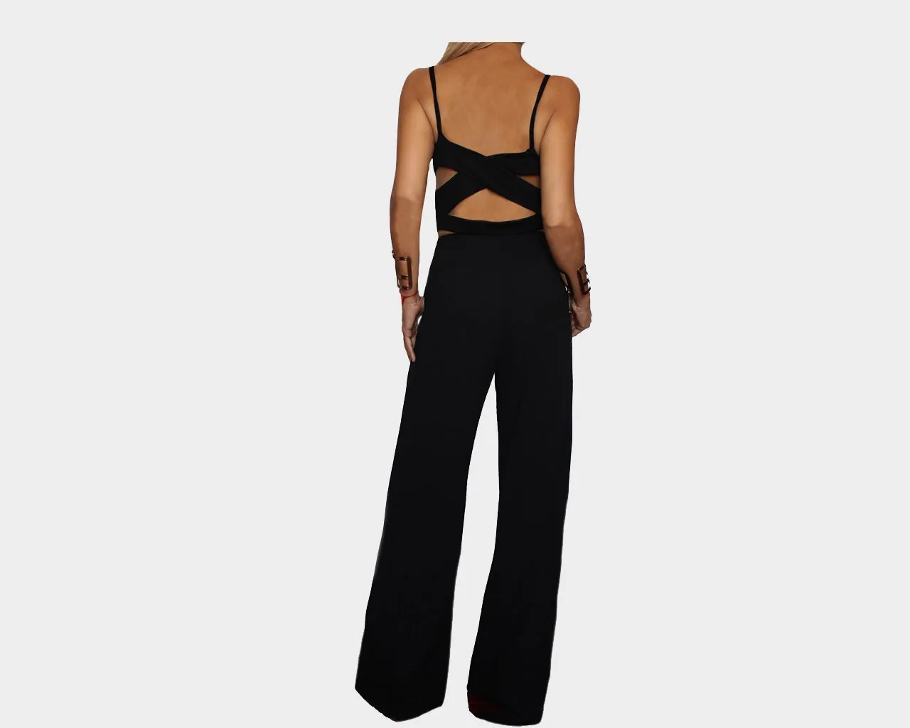 Cut-out Tuxedo Black Jumpsuit - The Park Avenue