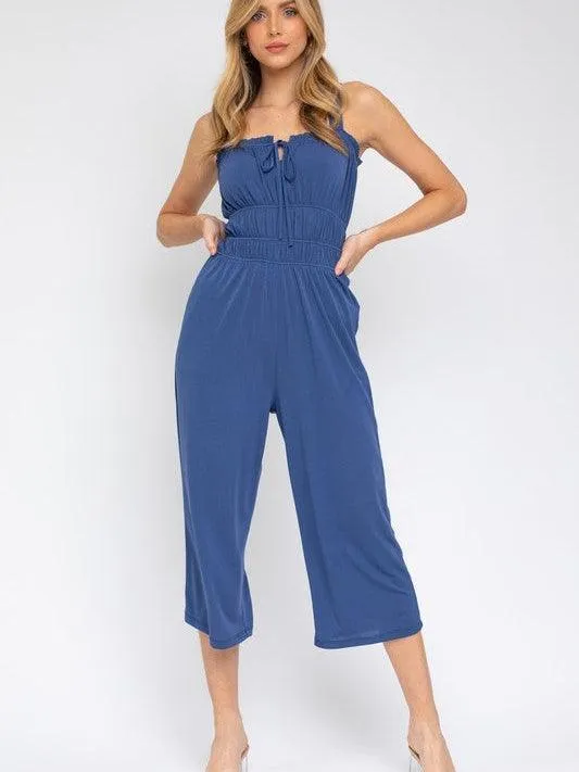 Dark Candy Drawstring Cropped Jumpsuit