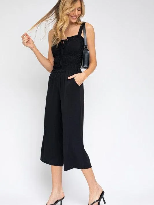 Dark Candy Drawstring Cropped Jumpsuit