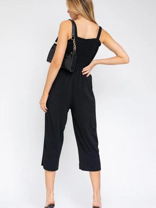 Dark Candy Drawstring Cropped Jumpsuit