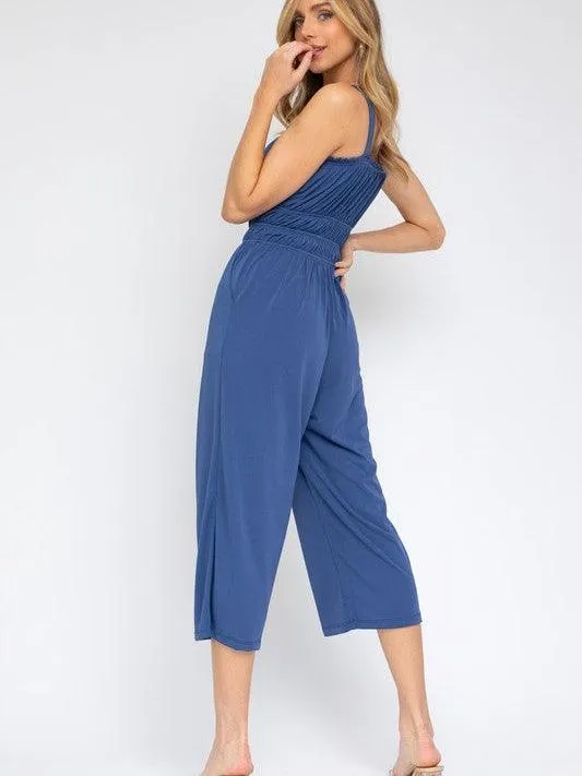 Dark Candy Drawstring Cropped Jumpsuit