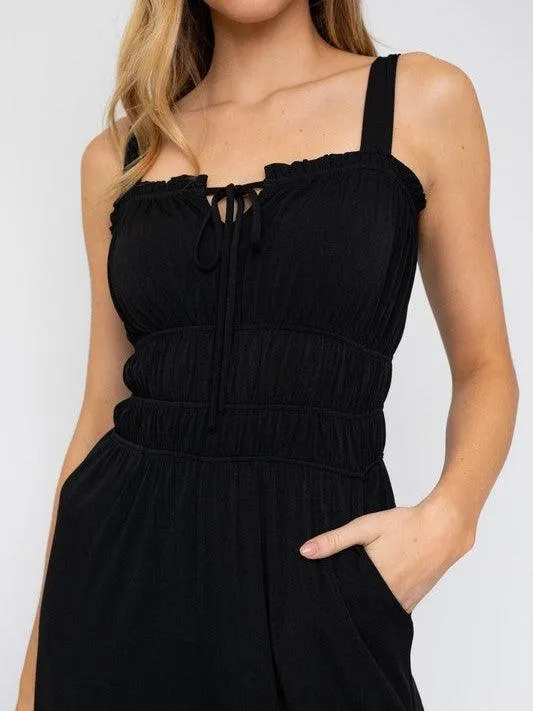 Dark Candy Drawstring Cropped Jumpsuit