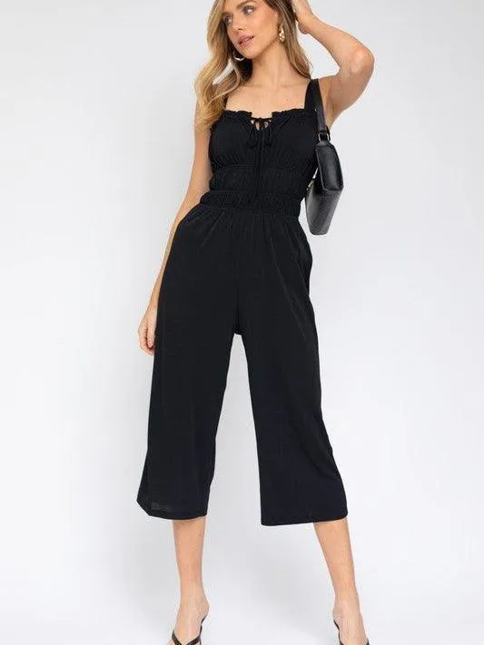 Dark Candy Drawstring Cropped Jumpsuit