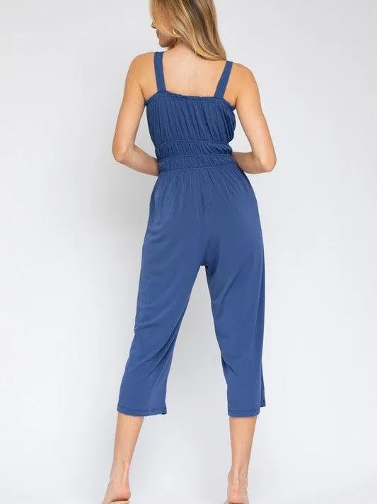 Dark Candy Drawstring Cropped Jumpsuit