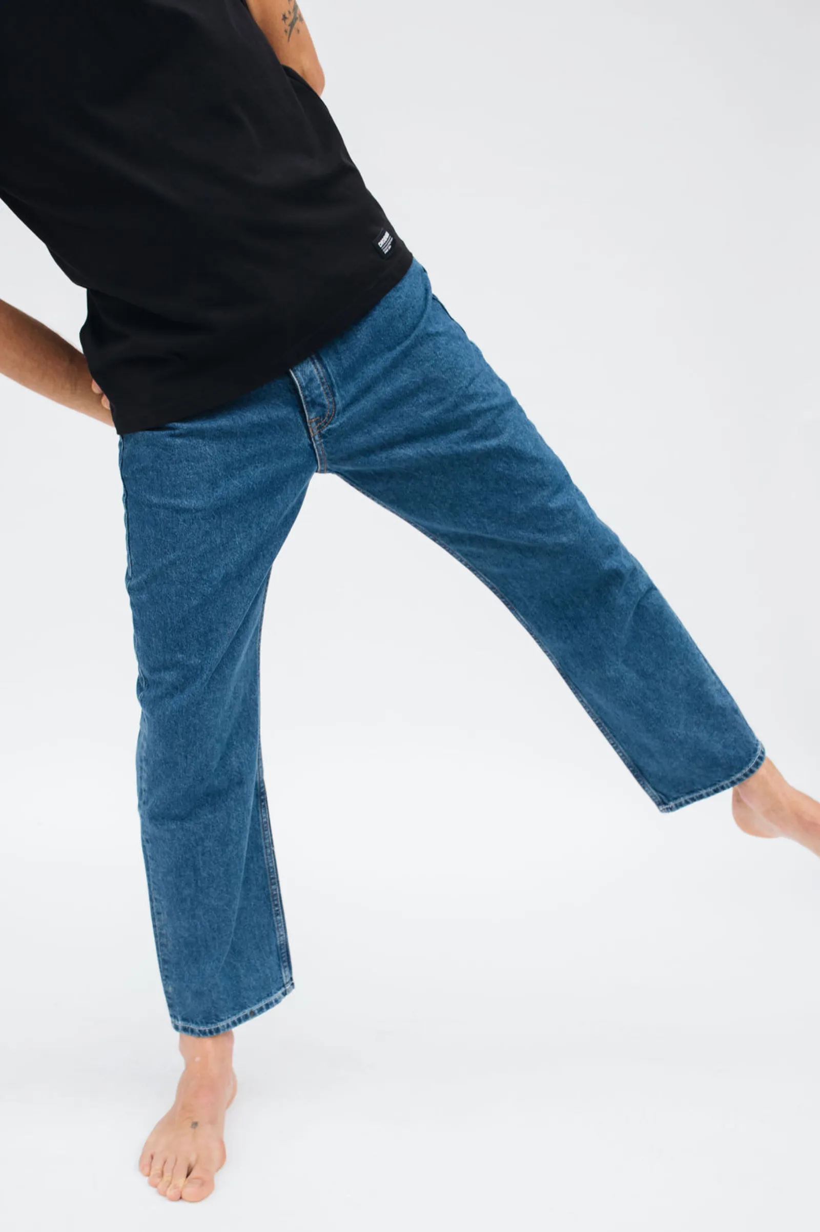 Dash Straight Jeans - Pebble Mid Retro