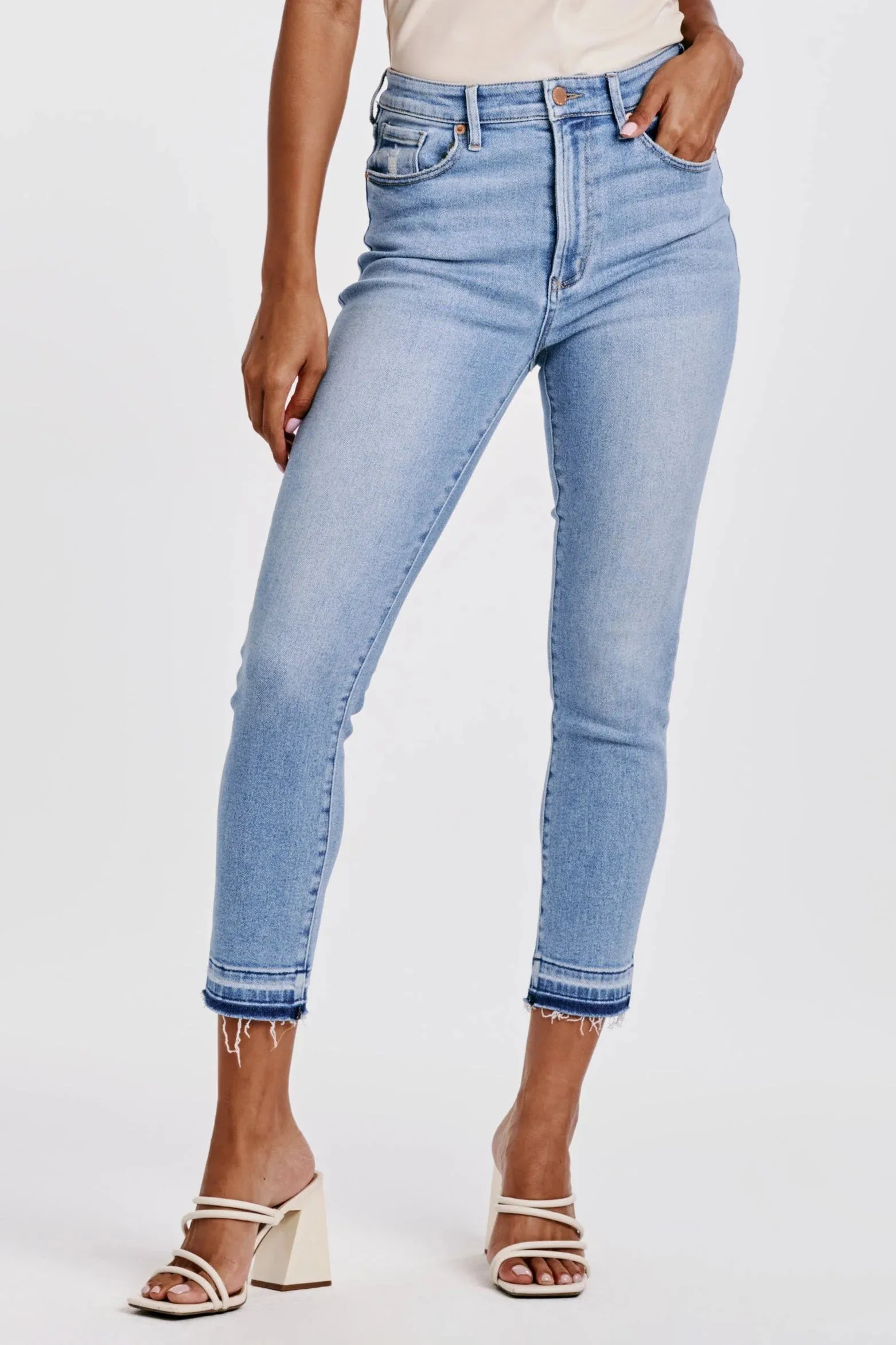 Dear John Stella Super High Rise Cropped Slim Straight Jean in East Bay