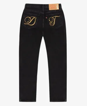 Denim Tears DT Metallic Gold Script 501 Jeans Black