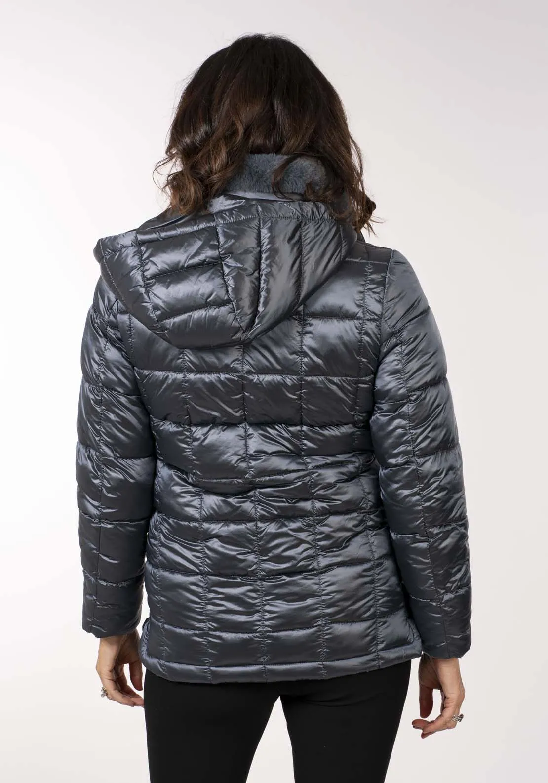 Diamond 3/4 Quilt Jacket - Shiny Petrol