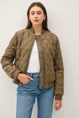 Diamond Quilted Bomber Jacket