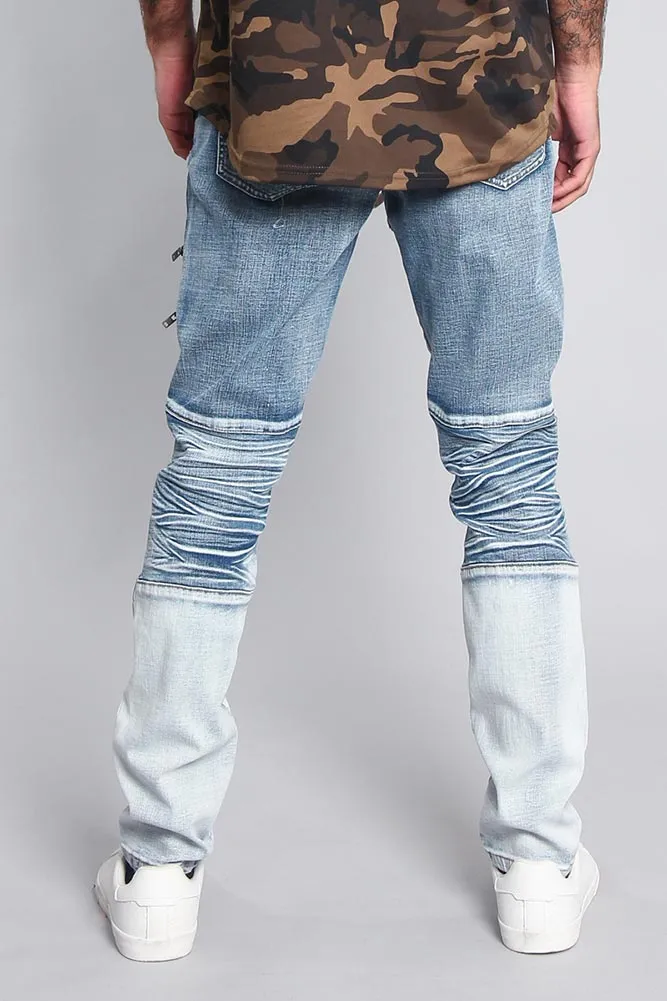 Distressed Dip Dyed Denim Jeans