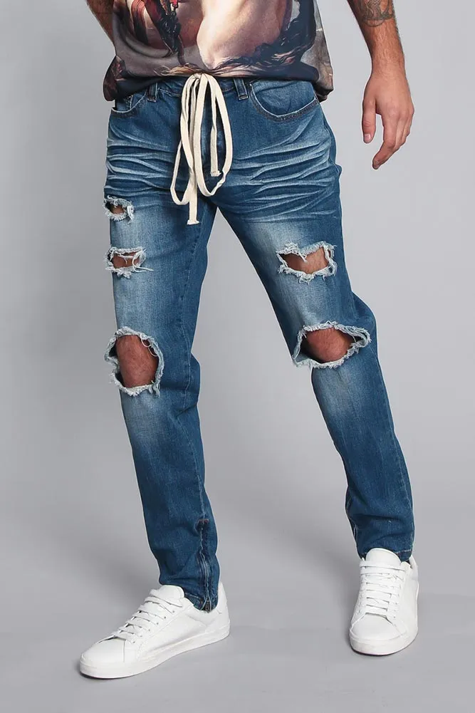 Distressed Fade Denim Jeans