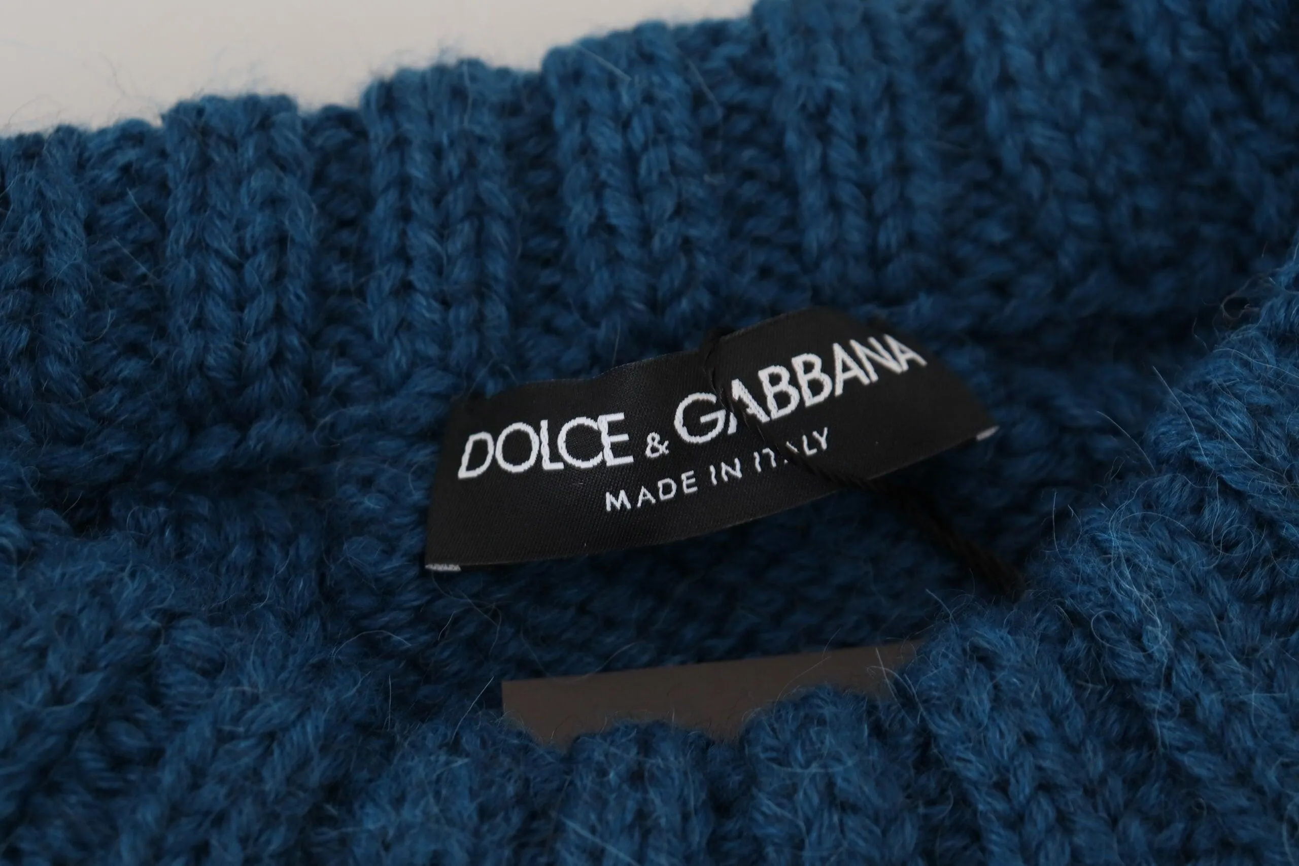 Dolce & Gabbana Blue Knitted Wool Alpaca Pullover Sweater