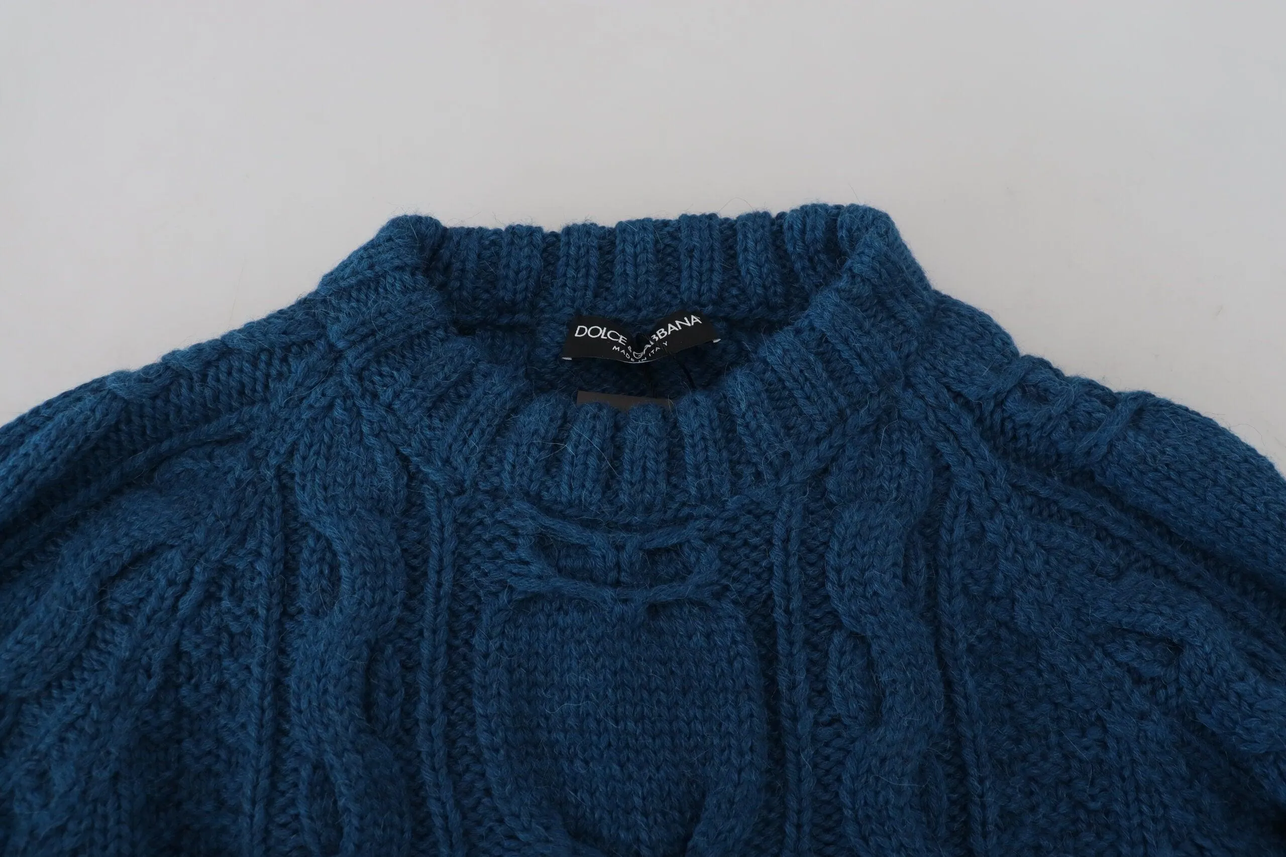 Dolce & Gabbana Blue Knitted Wool Alpaca Pullover Sweater