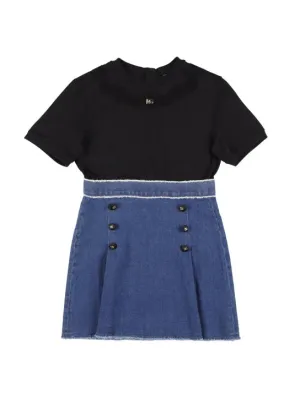 Dolce&amp;Gabbana   Cotton jersey &amp; denim dress 