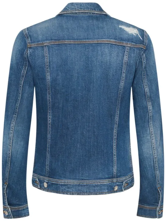 Dolce&amp;Gabbana   Distressed stretch cotton denim jacket 