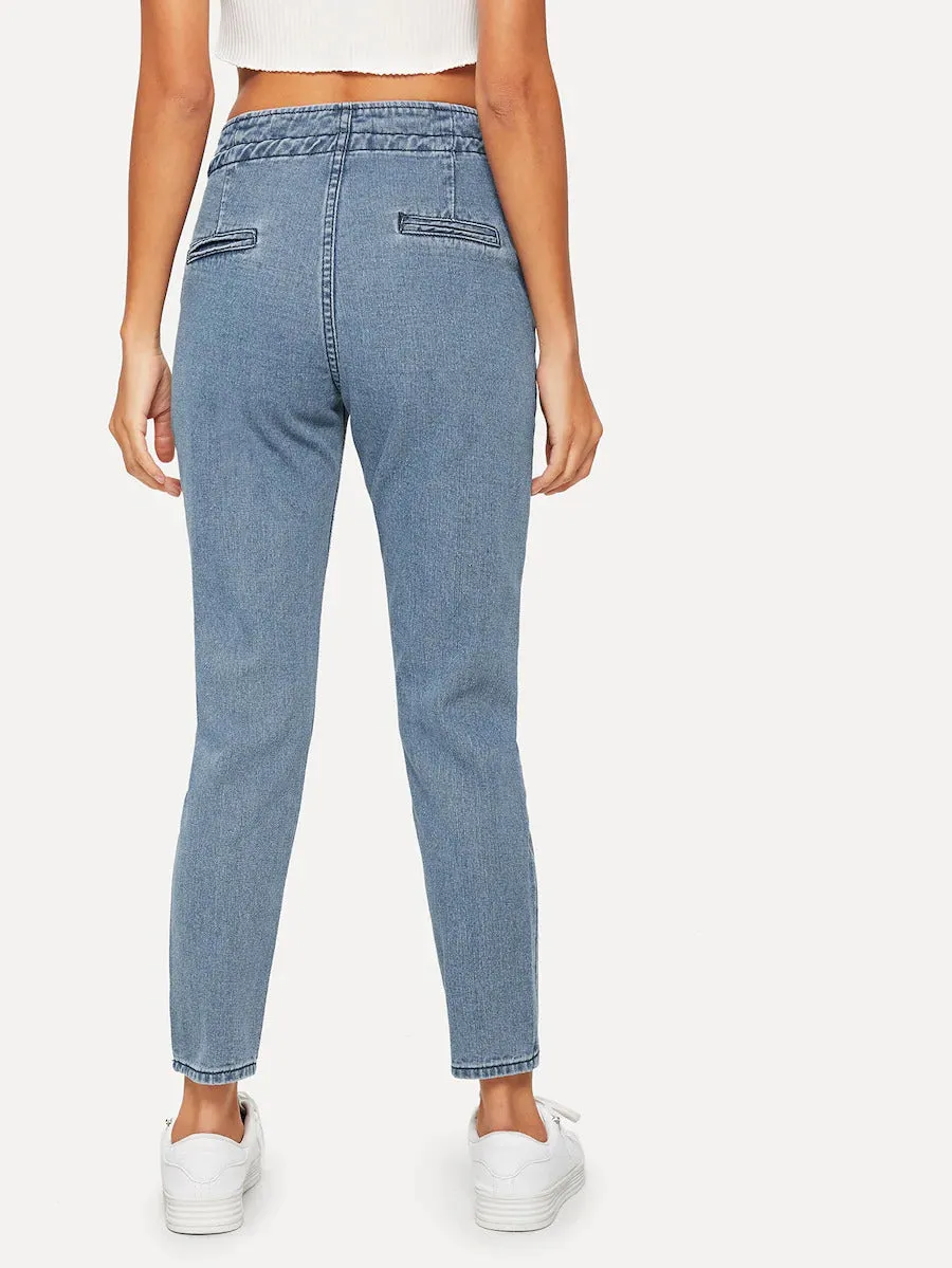 Drawstring Waist Jeans