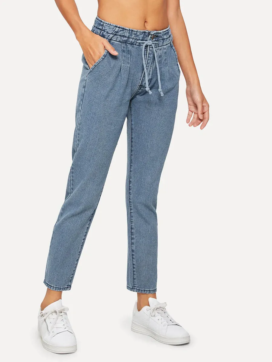 Drawstring Waist Jeans