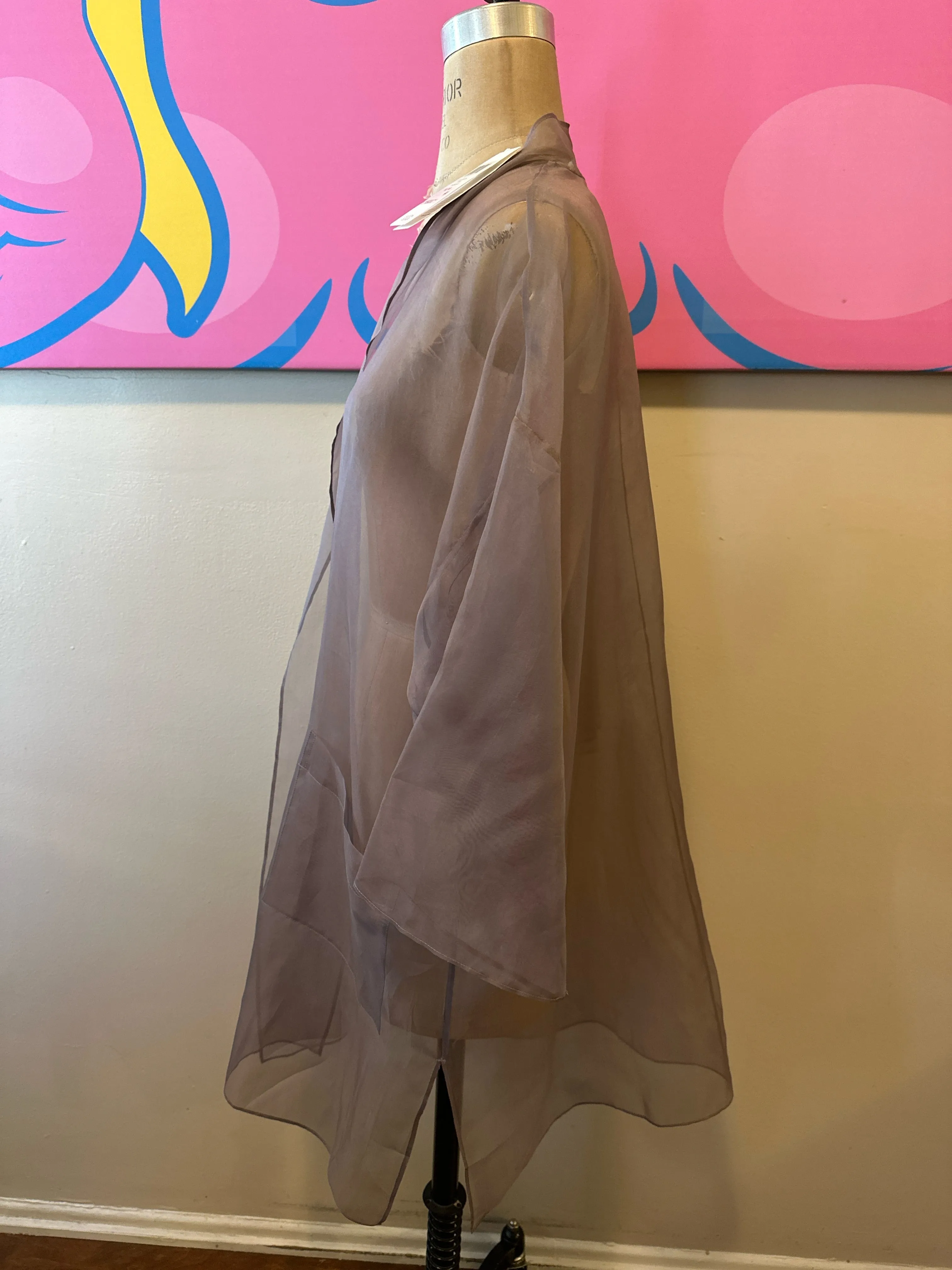 Eileen Fisher Size L Lavender Silk Kimono Jacket NWT