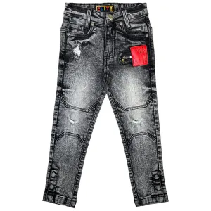 Elite- Kids- Denim jeans - Black Wash / Red