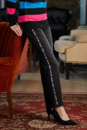 Embroidered Side-Stripe Jeans