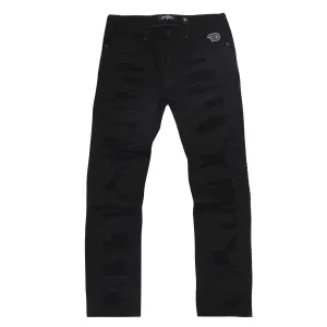 F1734 Frost All Over Shredded Jeans - Jet Black