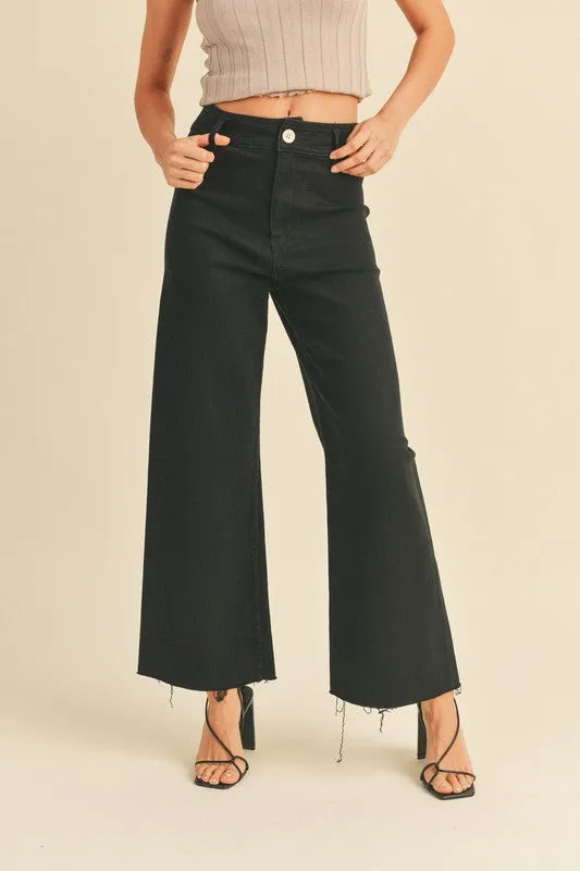 Fade Black Straight Wide Leg Denim Pants