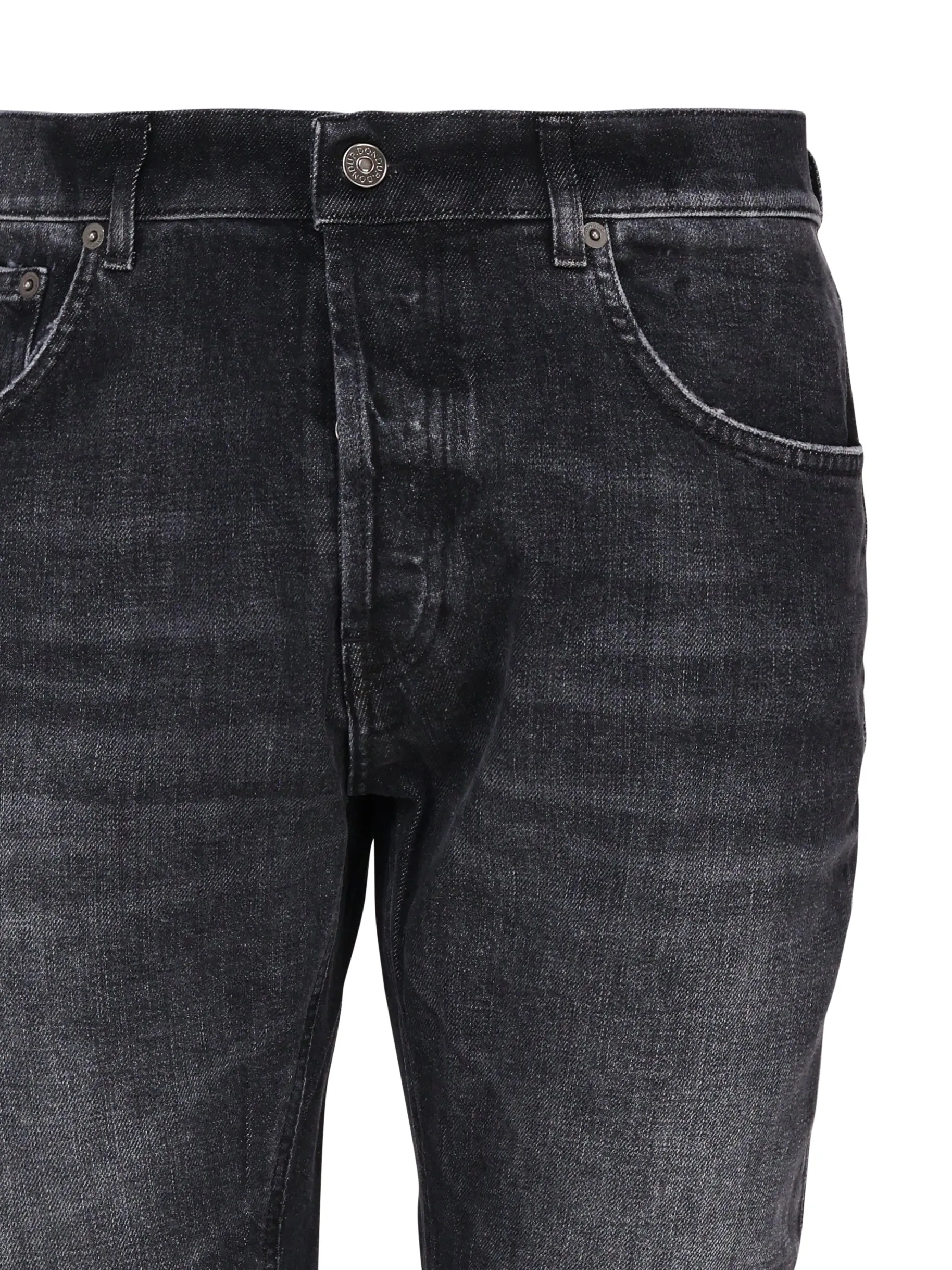 Faded Black Cotton Denim Jeans