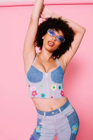 Flower Power Denim Bralette