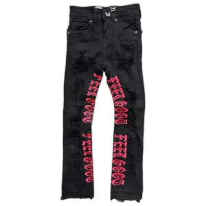 Focus - Kids Jeans - Feel Good Stacked - Black / Red