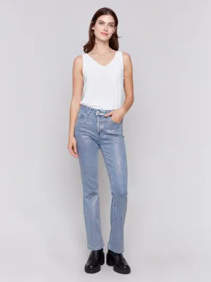 Foiled Bootcut Jeans - Silver Blue