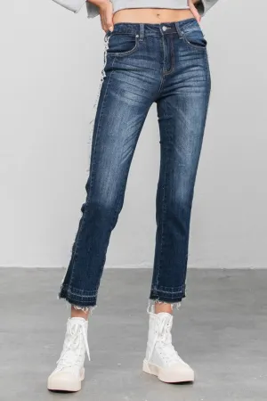 Frayed Hem Cropped Straight Jeans *Online Only*