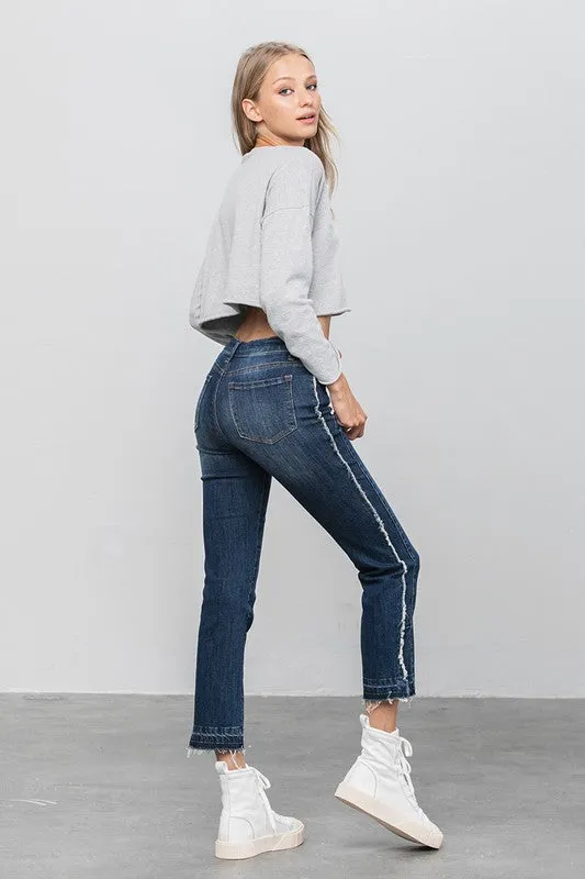 Frayed Hem Cropped Straight Jeans *Online Only*