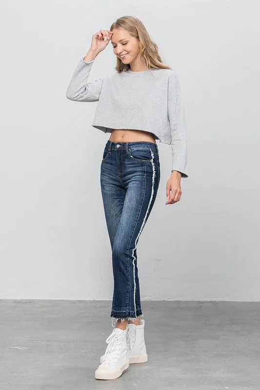 Frayed Hem Cropped Straight Jeans *Online Only*