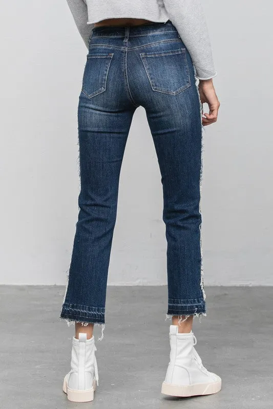 Frayed Hem Cropped Straight Jeans *Online Only*