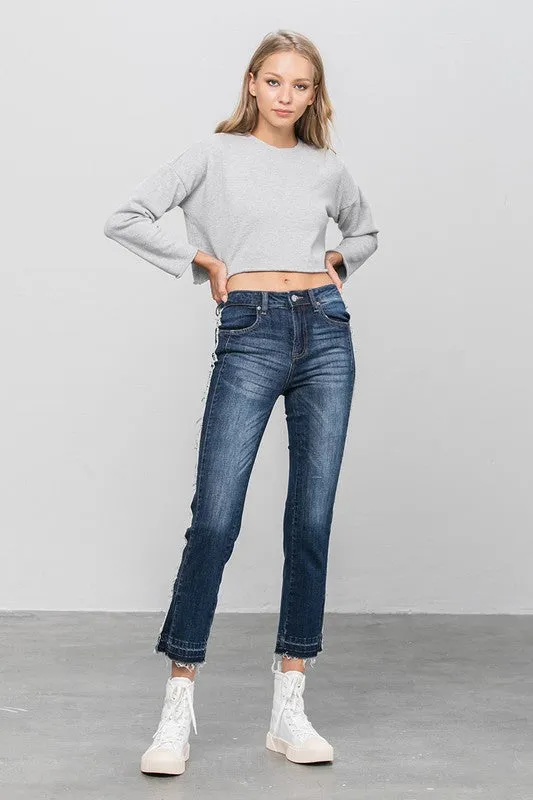 Frayed Hem Cropped Straight Jeans *Online Only*