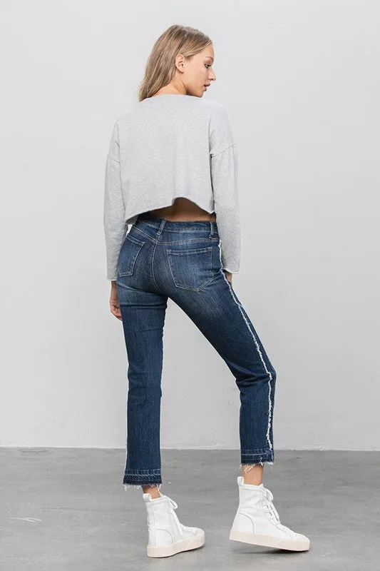 Frayed Hem Cropped Straight Jeans *Online Only*