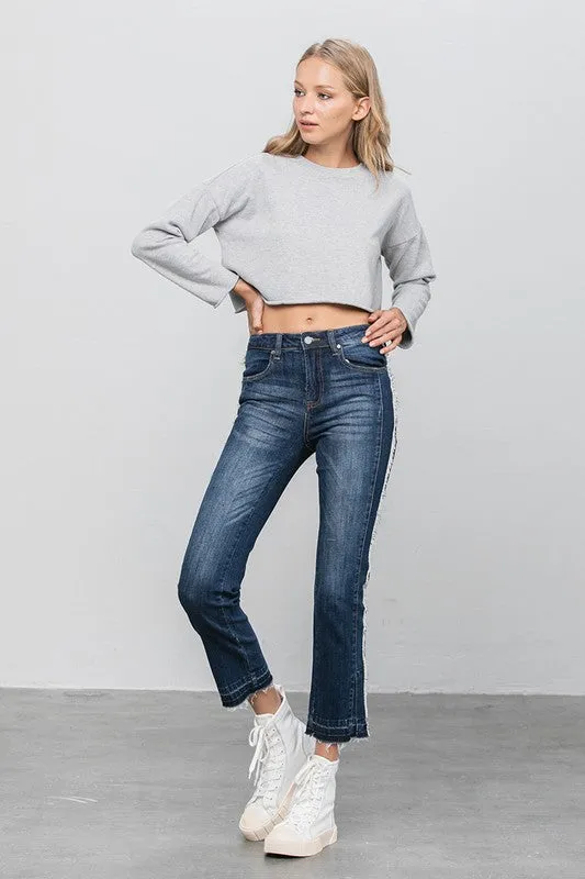 Frayed Hem Cropped Straight Jeans *Online Only*