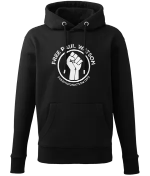 #FREEPAULWATSON - Fist Logo Unisex Hoodie (White Ink)