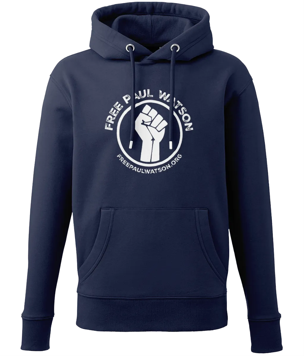 #FREEPAULWATSON - Fist Logo Unisex Hoodie (White Ink)