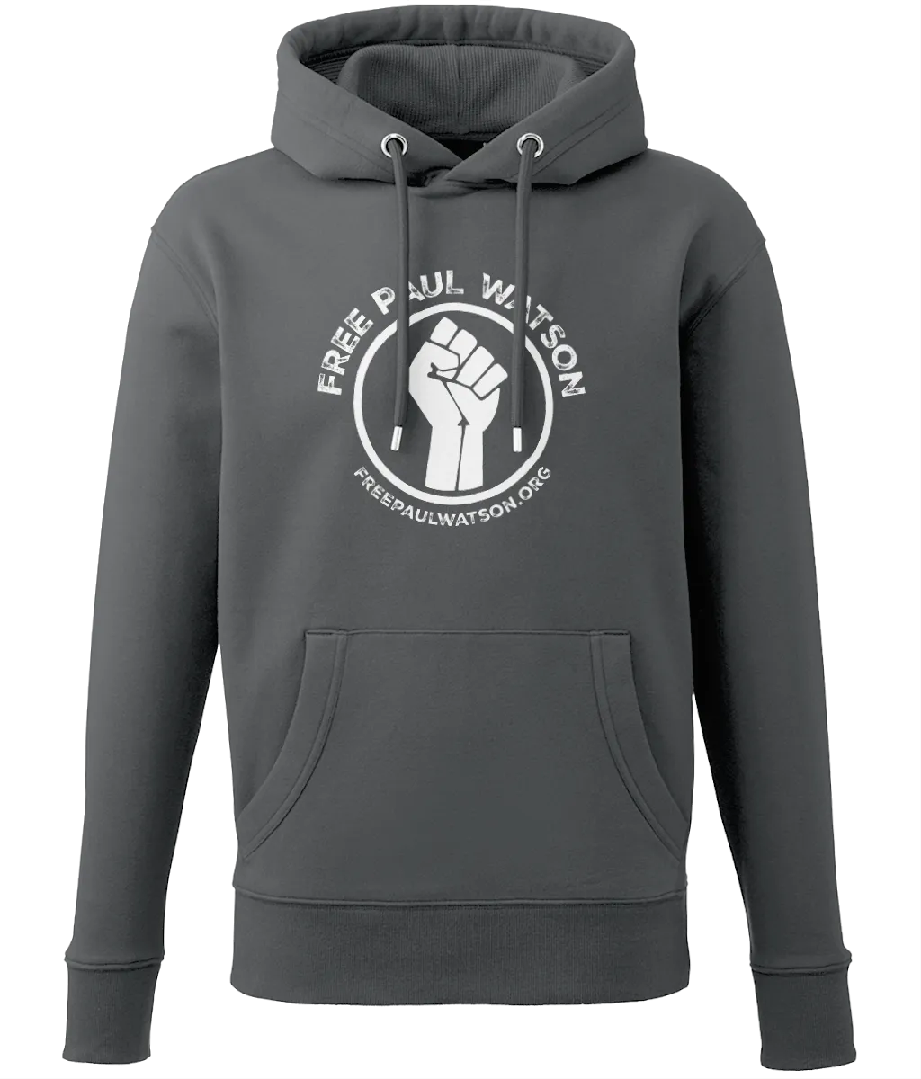 #FREEPAULWATSON - Fist Logo Unisex Hoodie (White Ink)